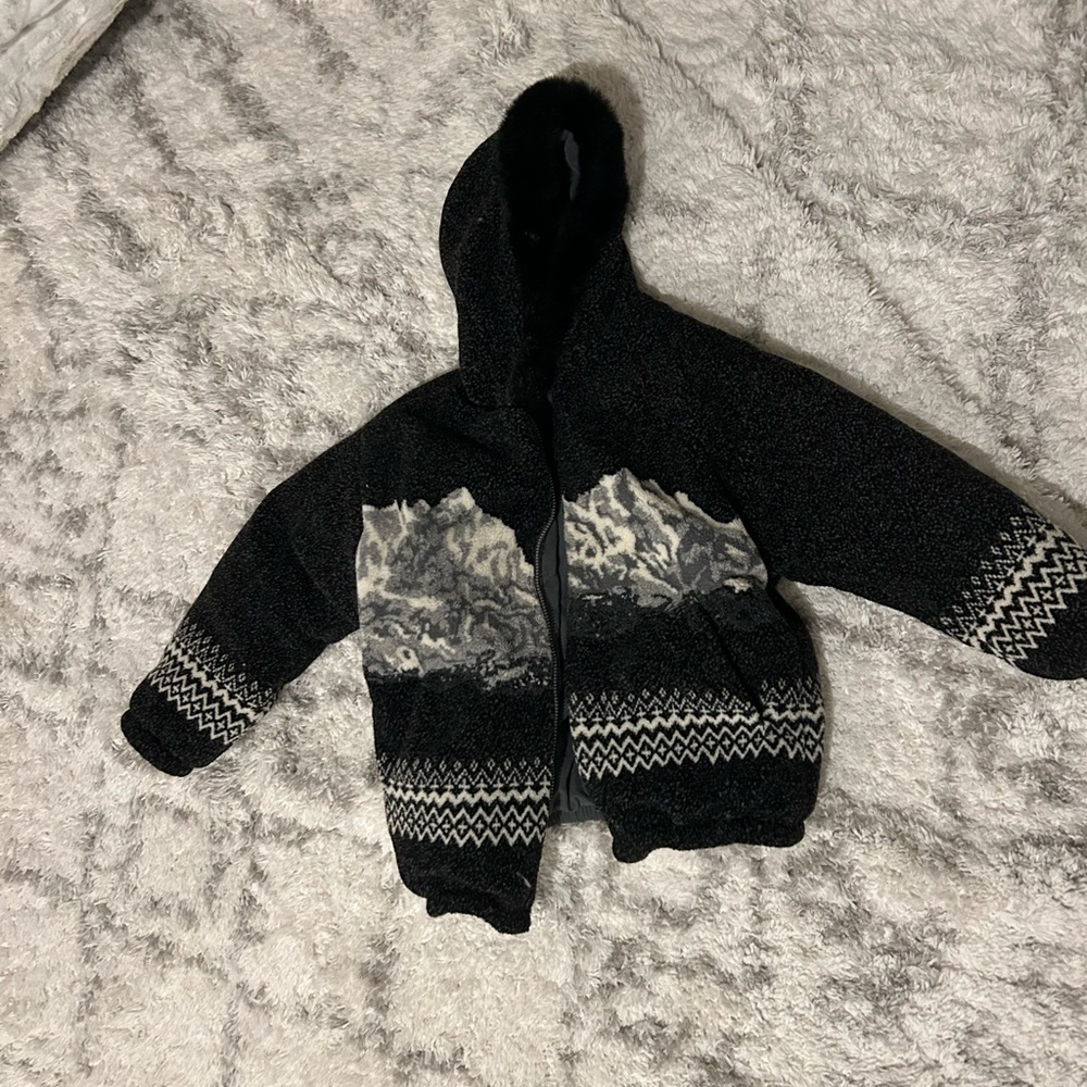 Kids Black Patterned Jacket